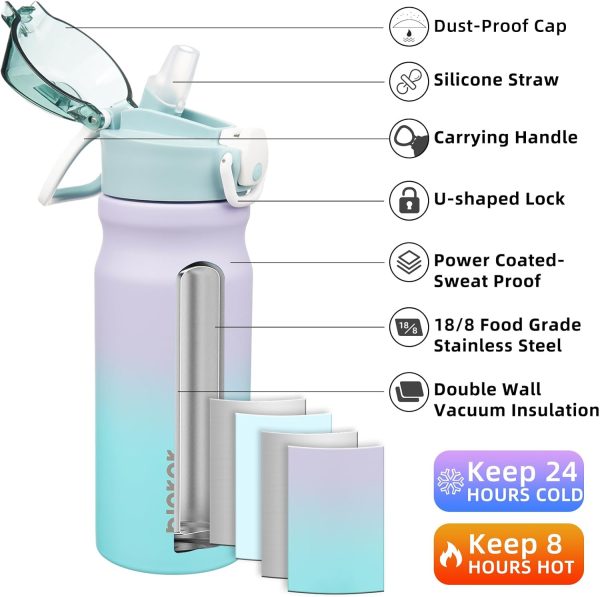BJPKPK 18oz Insulated Water Bottle With Straw Stainless Steel Double Wall Water Bottles BPA Free Leak Proof Thermos With Lockable Flip Lid And Soft Silicone Spout,Ocean Dream - Image 221