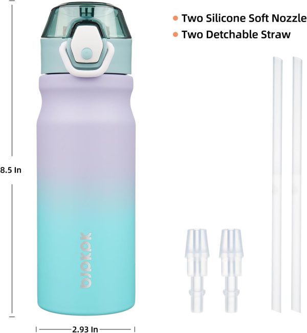 BJPKPK 18oz Insulated Water Bottle With Straw Stainless Steel Double Wall Water Bottles BPA Free Leak Proof Thermos With Lockable Flip Lid And Soft Silicone Spout,Ocean Dream - Image 223