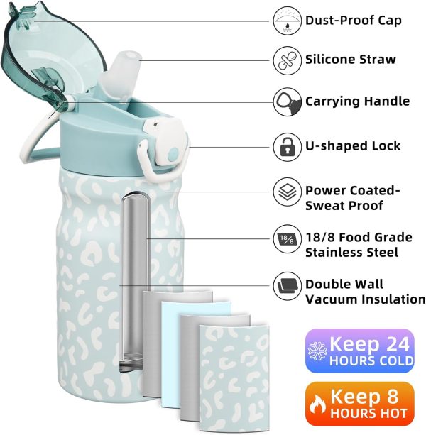 BJPKPK 18oz Insulated Water Bottle With Straw Stainless Steel Double Wall Water Bottles BPA Free Leak Proof Thermos With Lockable Flip Lid And Soft Silicone Spout,Ocean Dream - Image 226