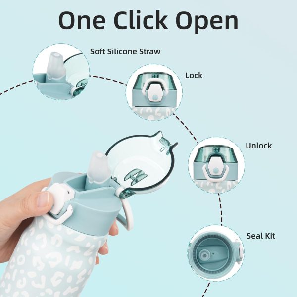 BJPKPK 18oz Insulated Water Bottle With Straw Stainless Steel Double Wall Water Bottles BPA Free Leak Proof Thermos With Lockable Flip Lid And Soft Silicone Spout,Ocean Dream - Image 227