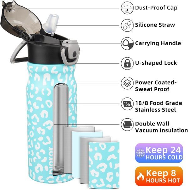 BJPKPK 18oz Insulated Water Bottle With Straw Stainless Steel Double Wall Water Bottles BPA Free Leak Proof Thermos With Lockable Flip Lid And Soft Silicone Spout,Ocean Dream - Image 230