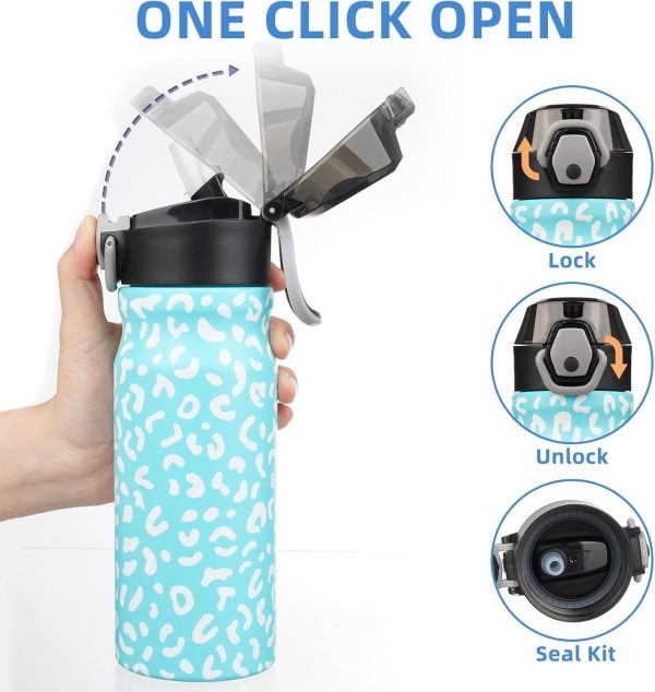 BJPKPK 18oz Insulated Water Bottle With Straw Stainless Steel Double Wall Water Bottles BPA Free Leak Proof Thermos With Lockable Flip Lid And Soft Silicone Spout,Ocean Dream - Image 231