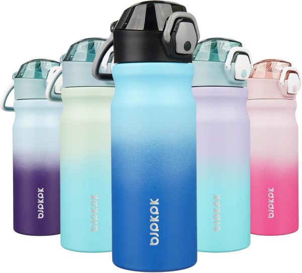BJPKPK 18oz Insulated Water Bottle With Straw Stainless Steel Double Wall Water Bottles BPA Free Leak Proof Thermos With Lockable Flip Lid And Soft Silicone Spout,Ocean Dream - Image 233