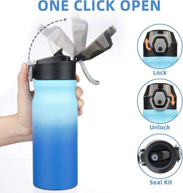 BJPKPK 18oz Insulated Water Bottle With Straw Stainless Steel Double Wall Water Bottles BPA Free Leak Proof Thermos With Lockable Flip Lid And Soft Silicone Spout,Ocean Dream - Image 235