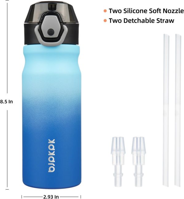BJPKPK 18oz Insulated Water Bottle With Straw Stainless Steel Double Wall Water Bottles BPA Free Leak Proof Thermos With Lockable Flip Lid And Soft Silicone Spout,Ocean Dream - Image 236