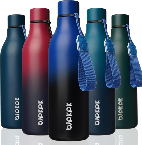 BJPKPK Insulated Water Bottles, 18 oz Stainless Steel Metal Water Bottle with Strap, BPA Free Leak Proof Thermos, Mugs, Flasks, Reusable Water Bottle for Sports & Travel, Black - Image 102