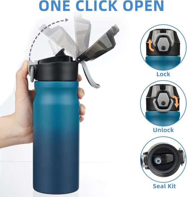 BJPKPK 18oz Insulated Water Bottle With Straw Stainless Steel Double Wall Water Bottles BPA Free Leak Proof Thermos With Lockable Flip Lid And Soft Silicone Spout,Ocean Dream - Image 239