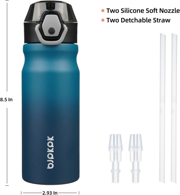 BJPKPK 18oz Insulated Water Bottle With Straw Stainless Steel Double Wall Water Bottles BPA Free Leak Proof Thermos With Lockable Flip Lid And Soft Silicone Spout,Ocean Dream - Image 240
