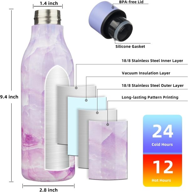 BJPKPK Insulated Water Bottles, 18 oz Stainless Steel Metal Water Bottle with Strap, BPA Free Leak Proof Thermos, Mugs, Flasks, Reusable Water Bottle for Sports & Travel, Black - Image 108
