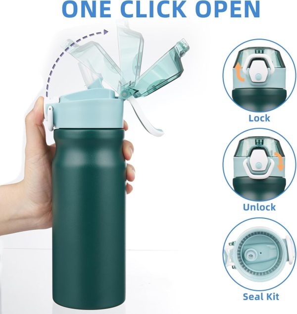 BJPKPK 18oz Insulated Water Bottle With Straw Stainless Steel Double Wall Water Bottles BPA Free Leak Proof Thermos With Lockable Flip Lid And Soft Silicone Spout,Ocean Dream - Image 244