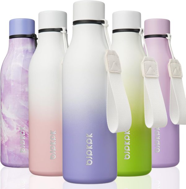 BJPKPK Insulated Water Bottles, 18 oz Stainless Steel Metal Water Bottle with Strap, BPA Free Leak Proof Thermos, Mugs, Flasks, Reusable Water Bottle for Sports & Travel, Black - Image 110