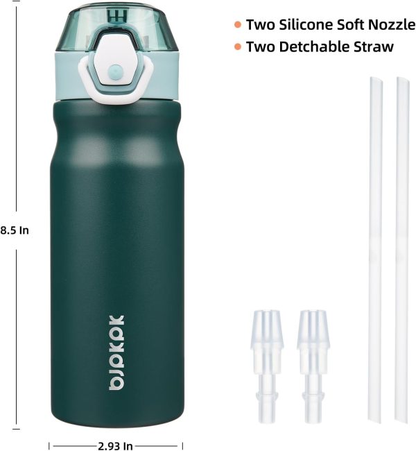 BJPKPK 18oz Insulated Water Bottle With Straw Stainless Steel Double Wall Water Bottles BPA Free Leak Proof Thermos With Lockable Flip Lid And Soft Silicone Spout,Ocean Dream - Image 245