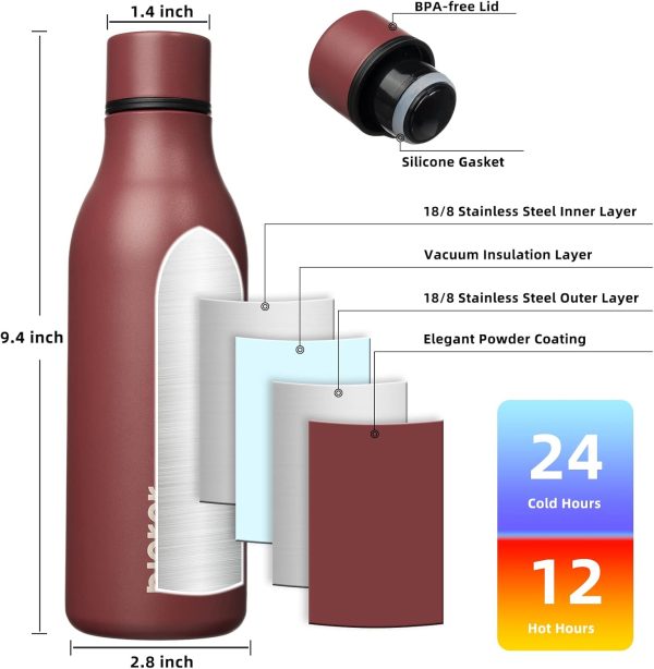 BJPKPK Insulated Water Bottles, 18 oz Stainless Steel Metal Water Bottle with Strap, BPA Free Leak Proof Thermos, Mugs, Flasks, Reusable Water Bottle for Sports & Travel, Black - Image 113