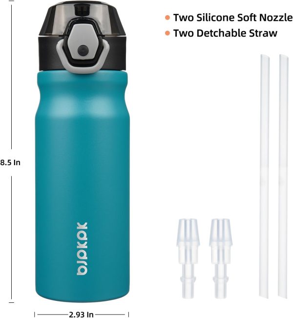 BJPKPK 18oz Insulated Water Bottle With Straw Stainless Steel Double Wall Water Bottles BPA Free Leak Proof Thermos With Lockable Flip Lid And Soft Silicone Spout,Ocean Dream - Image 250