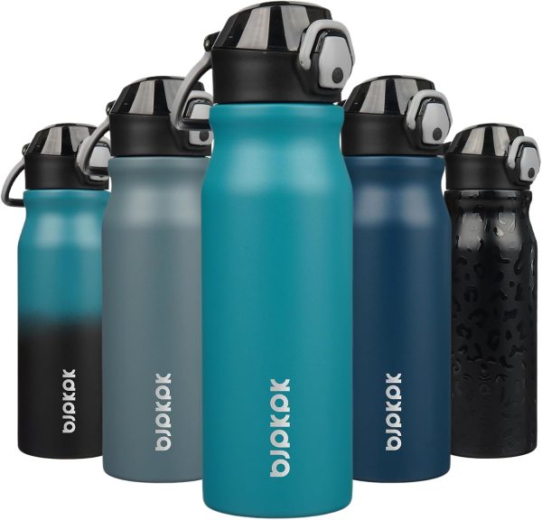 BJPKPK 18oz Insulated Water Bottle With Straw Stainless Steel Double Wall Water Bottles BPA Free Leak Proof Thermos With Lockable Flip Lid And Soft Silicone Spout,Ocean Dream - Image 252