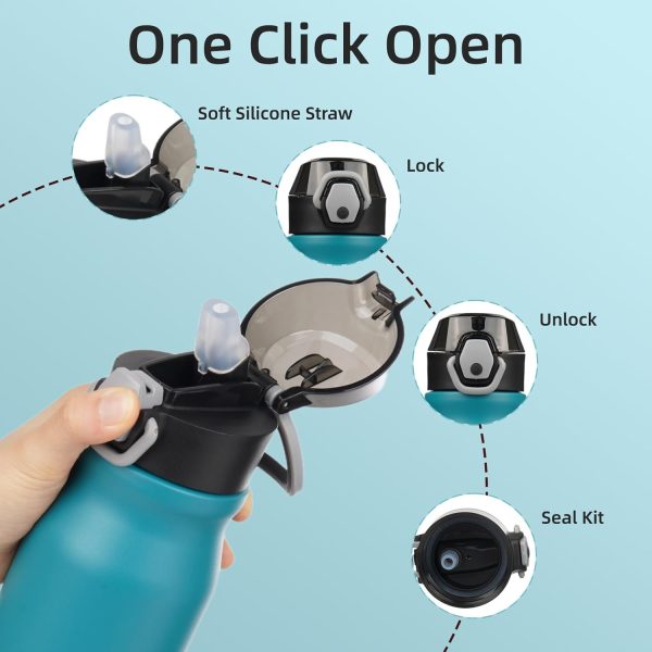 BJPKPK 18oz Insulated Water Bottle With Straw Stainless Steel Double Wall Water Bottles BPA Free Leak Proof Thermos With Lockable Flip Lid And Soft Silicone Spout,Ocean Dream - Image 254