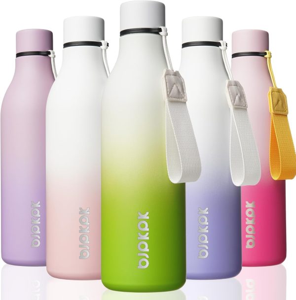 BJPKPK Insulated Water Bottles, 18 oz Stainless Steel Metal Water Bottle with Strap, BPA Free Leak Proof Thermos, Mugs, Flasks, Reusable Water Bottle for Sports & Travel, Black - Image 122