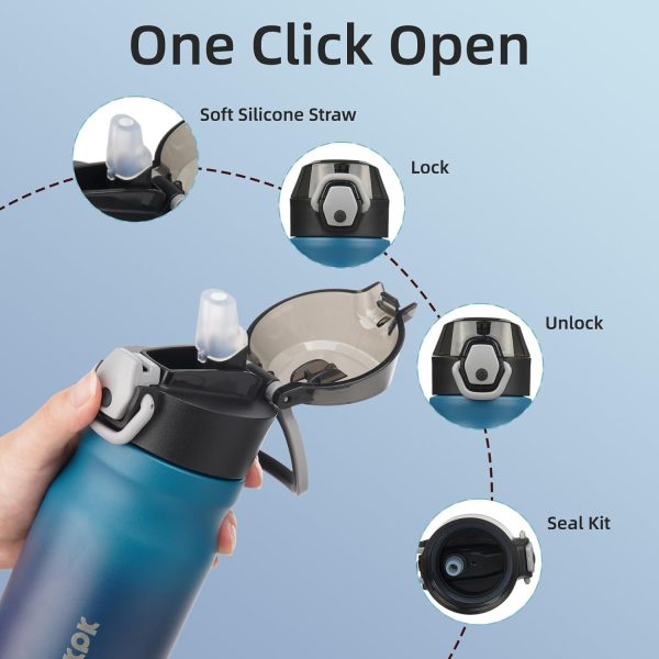 BJPKPK 18oz Insulated Water Bottle With Straw Stainless Steel Double Wall Water Bottles BPA Free Leak Proof Thermos With Lockable Flip Lid And Soft Silicone Spout,Ocean Dream - Image 258