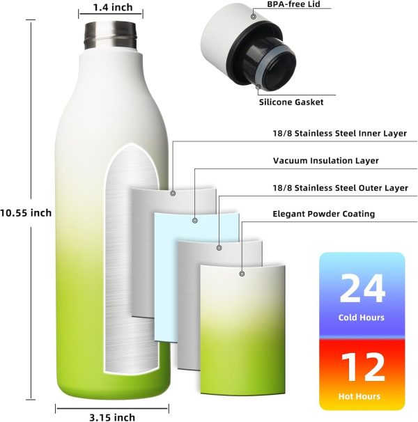 BJPKPK Insulated Water Bottles, 18 oz Stainless Steel Metal Water Bottle with Strap, BPA Free Leak Proof Thermos, Mugs, Flasks, Reusable Water Bottle for Sports & Travel, Black - Image 124