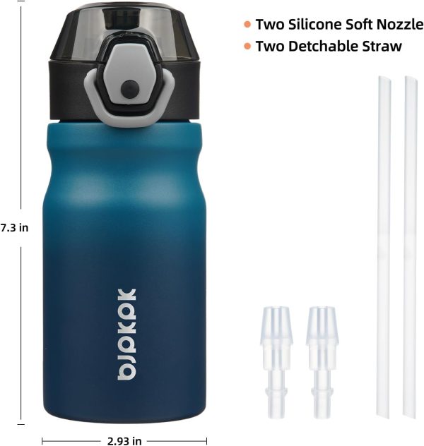 BJPKPK 18oz Insulated Water Bottle With Straw Stainless Steel Double Wall Water Bottles BPA Free Leak Proof Thermos With Lockable Flip Lid And Soft Silicone Spout,Ocean Dream - Image 259
