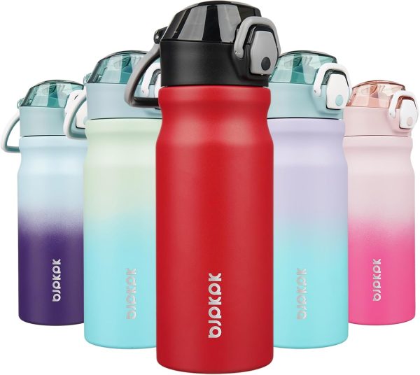 BJPKPK 18oz Insulated Water Bottle With Straw Stainless Steel Double Wall Water Bottles BPA Free Leak Proof Thermos With Lockable Flip Lid And Soft Silicone Spout,Ocean Dream - Image 260