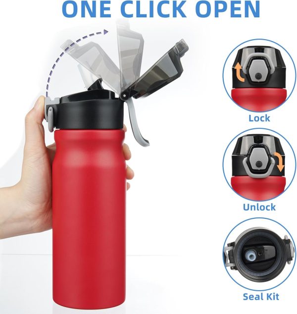 BJPKPK 18oz Insulated Water Bottle With Straw Stainless Steel Double Wall Water Bottles BPA Free Leak Proof Thermos With Lockable Flip Lid And Soft Silicone Spout,Ocean Dream - Image 262