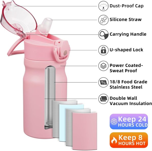 BJPKPK 18oz Insulated Water Bottle With Straw Stainless Steel Double Wall Water Bottles BPA Free Leak Proof Thermos With Lockable Flip Lid And Soft Silicone Spout,Ocean Dream - Image 265