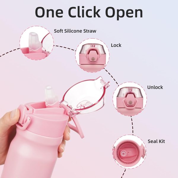 BJPKPK 18oz Insulated Water Bottle With Straw Stainless Steel Double Wall Water Bottles BPA Free Leak Proof Thermos With Lockable Flip Lid And Soft Silicone Spout,Ocean Dream - Image 266