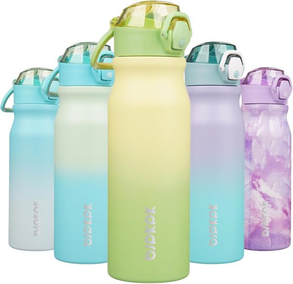 BJPKPK 18oz Insulated Water Bottle With Straw Stainless Steel Double Wall Water Bottles BPA Free Leak Proof Thermos With Lockable Flip Lid And Soft Silicone Spout,Ocean Dream - Image 268