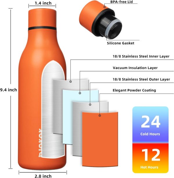 BJPKPK Insulated Water Bottles, 18 oz Stainless Steel Metal Water Bottle with Strap, BPA Free Leak Proof Thermos, Mugs, Flasks, Reusable Water Bottle for Sports & Travel, Black - Image 132