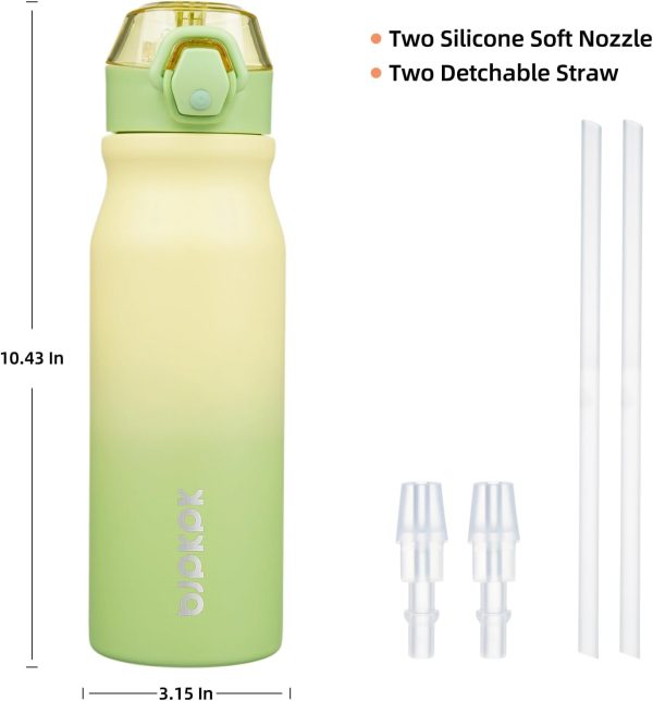 BJPKPK 18oz Insulated Water Bottle With Straw Stainless Steel Double Wall Water Bottles BPA Free Leak Proof Thermos With Lockable Flip Lid And Soft Silicone Spout,Ocean Dream - Image 271