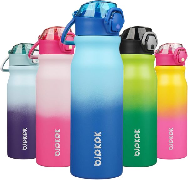 BJPKPK 18oz Insulated Water Bottle With Straw Stainless Steel Double Wall Water Bottles BPA Free Leak Proof Thermos With Lockable Flip Lid And Soft Silicone Spout,Ocean Dream - Image 273