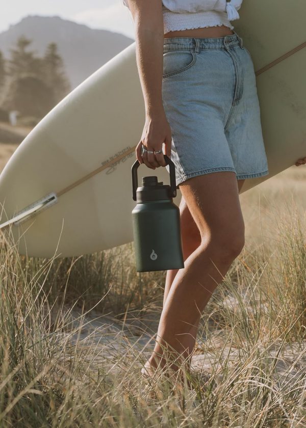 BJPKPK 64 oz Insulated Water Bottle, Dishwasher Safe Half Gallon Water Bottle with Ergonomic Handle, BPA Free Leak Proof Water Jug for Sports, Metal Thermos with Anti-slip Bottom, Grey - Image 6