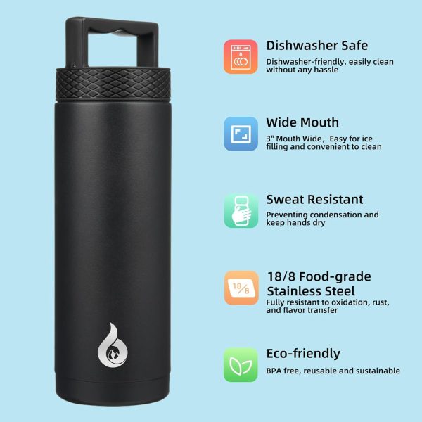BJPKPK 64 oz Insulated Water Bottle, Dishwasher Safe Half Gallon Water Bottle with Ergonomic Handle, BPA Free Leak Proof Water Jug for Sports, Metal Thermos with Anti-slip Bottom, Grey - Image 8