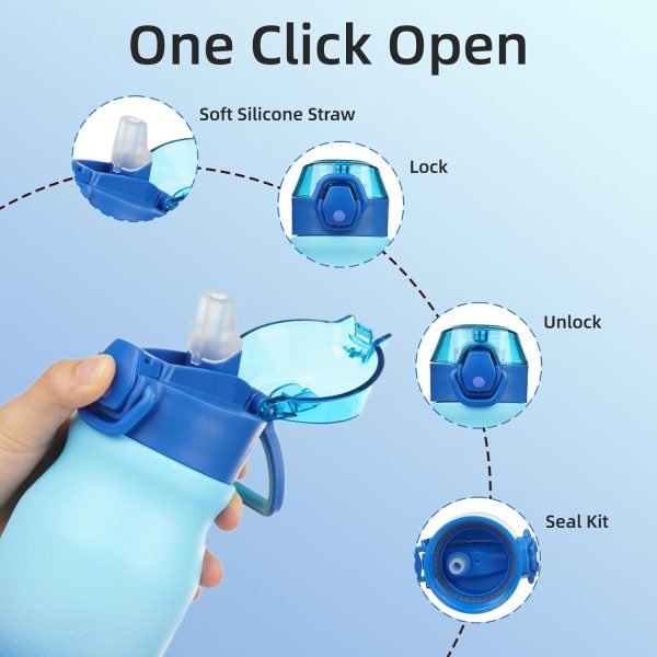 BJPKPK 18oz Insulated Water Bottle With Straw Stainless Steel Double Wall Water Bottles BPA Free Leak Proof Thermos With Lockable Flip Lid And Soft Silicone Spout,Ocean Dream - Image 275
