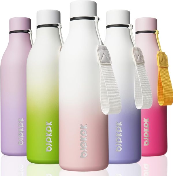 BJPKPK Insulated Water Bottles, 18 oz Stainless Steel Metal Water Bottle with Strap, BPA Free Leak Proof Thermos, Mugs, Flasks, Reusable Water Bottle for Sports & Travel, Black - Image 139