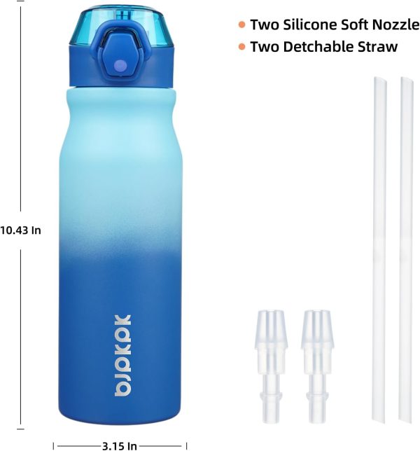 BJPKPK 18oz Insulated Water Bottle With Straw Stainless Steel Double Wall Water Bottles BPA Free Leak Proof Thermos With Lockable Flip Lid And Soft Silicone Spout,Ocean Dream - Image 276