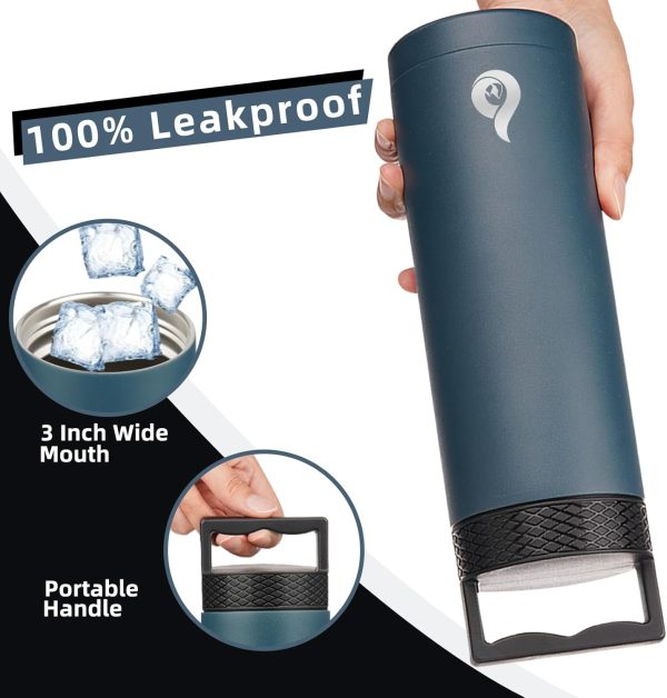 BJPKPK 64 oz Insulated Water Bottle, Dishwasher Safe Half Gallon Water Bottle with Ergonomic Handle, BPA Free Leak Proof Water Jug for Sports, Metal Thermos with Anti-slip Bottom, Grey - Image 10