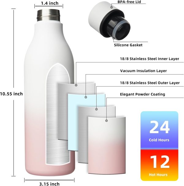 BJPKPK Insulated Water Bottles, 18 oz Stainless Steel Metal Water Bottle with Strap, BPA Free Leak Proof Thermos, Mugs, Flasks, Reusable Water Bottle for Sports & Travel, Black - Image 141