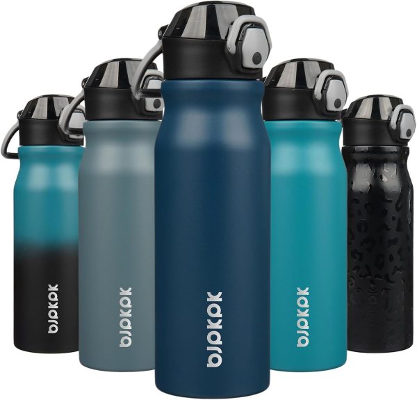 BJPKPK 18oz Insulated Water Bottle With Straw Stainless Steel Double Wall Water Bottles BPA Free Leak Proof Thermos With Lockable Flip Lid And Soft Silicone Spout,Ocean Dream - Image 278