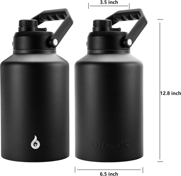 BJPKPK 64 oz Insulated Water Bottle, Dishwasher Safe Half Gallon Water Bottle with Ergonomic Handle, BPA Free Leak Proof Water Jug for Sports, Metal Thermos with Anti-slip Bottom, Grey - Image 14