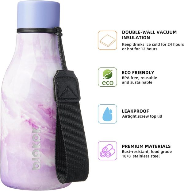 BJPKPK Insulated Water Bottles, 18 oz Stainless Steel Metal Water Bottle with Strap, BPA Free Leak Proof Thermos, Mugs, Flasks, Reusable Water Bottle for Sports & Travel, Black - Image 144