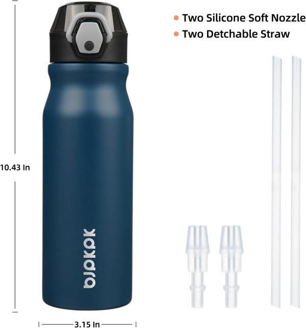 BJPKPK 18oz Insulated Water Bottle With Straw Stainless Steel Double Wall Water Bottles BPA Free Leak Proof Thermos With Lockable Flip Lid And Soft Silicone Spout,Ocean Dream - Image 281