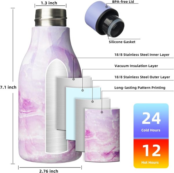 BJPKPK Insulated Water Bottles, 18 oz Stainless Steel Metal Water Bottle with Strap, BPA Free Leak Proof Thermos, Mugs, Flasks, Reusable Water Bottle for Sports & Travel, Black - Image 145