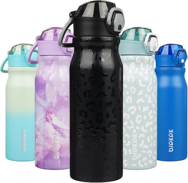 BJPKPK 18oz Insulated Water Bottle With Straw Stainless Steel Double Wall Water Bottles BPA Free Leak Proof Thermos With Lockable Flip Lid And Soft Silicone Spout,Ocean Dream - Image 282