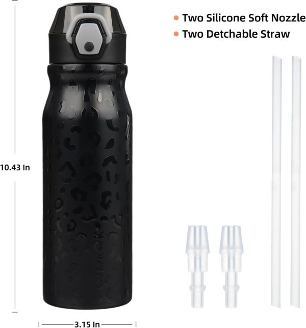 BJPKPK 18oz Insulated Water Bottle With Straw Stainless Steel Double Wall Water Bottles BPA Free Leak Proof Thermos With Lockable Flip Lid And Soft Silicone Spout,Ocean Dream - Image 285