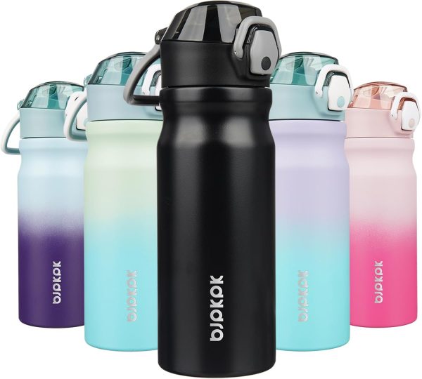BJPKPK 18oz Insulated Water Bottle With Straw Stainless Steel Double Wall Water Bottles BPA Free Leak Proof Thermos With Lockable Flip Lid And Soft Silicone Spout,Ocean Dream - Image 287