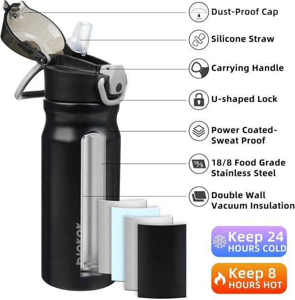BJPKPK 18oz Insulated Water Bottle With Straw Stainless Steel Double Wall Water Bottles BPA Free Leak Proof Thermos With Lockable Flip Lid And Soft Silicone Spout,Ocean Dream - Image 288