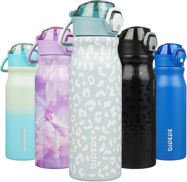 BJPKPK 18oz Insulated Water Bottle With Straw Stainless Steel Double Wall Water Bottles BPA Free Leak Proof Thermos With Lockable Flip Lid And Soft Silicone Spout,Ocean Dream - Image 291