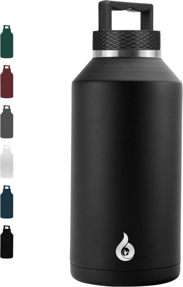 BJPKPK 64 oz Insulated Water Bottle, Dishwasher Safe Half Gallon Water Bottle with Ergonomic Handle, BPA Free Leak Proof Water Jug for Sports, Metal Thermos with Anti-slip Bottom, Grey - Image 23